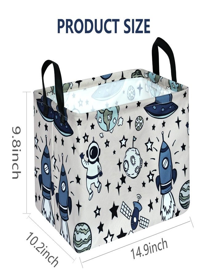 VAIVUSTO Rec Spaceman Print Box Hamper Storage Basket Collapsible Organizer Bin Gift Shelf Baskets for Home and Kitchen Storage - Image 2